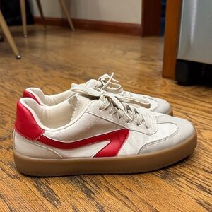 Dolce Vita White Sneakers with Red Accent